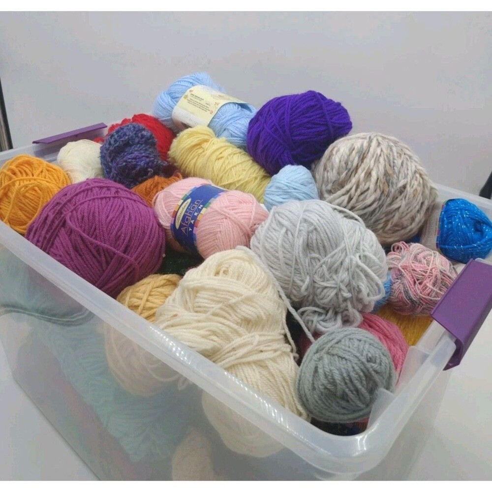10 Lb Lot of Mix Yarn Multi Color New & Used Vintage & New Crochet (Read
